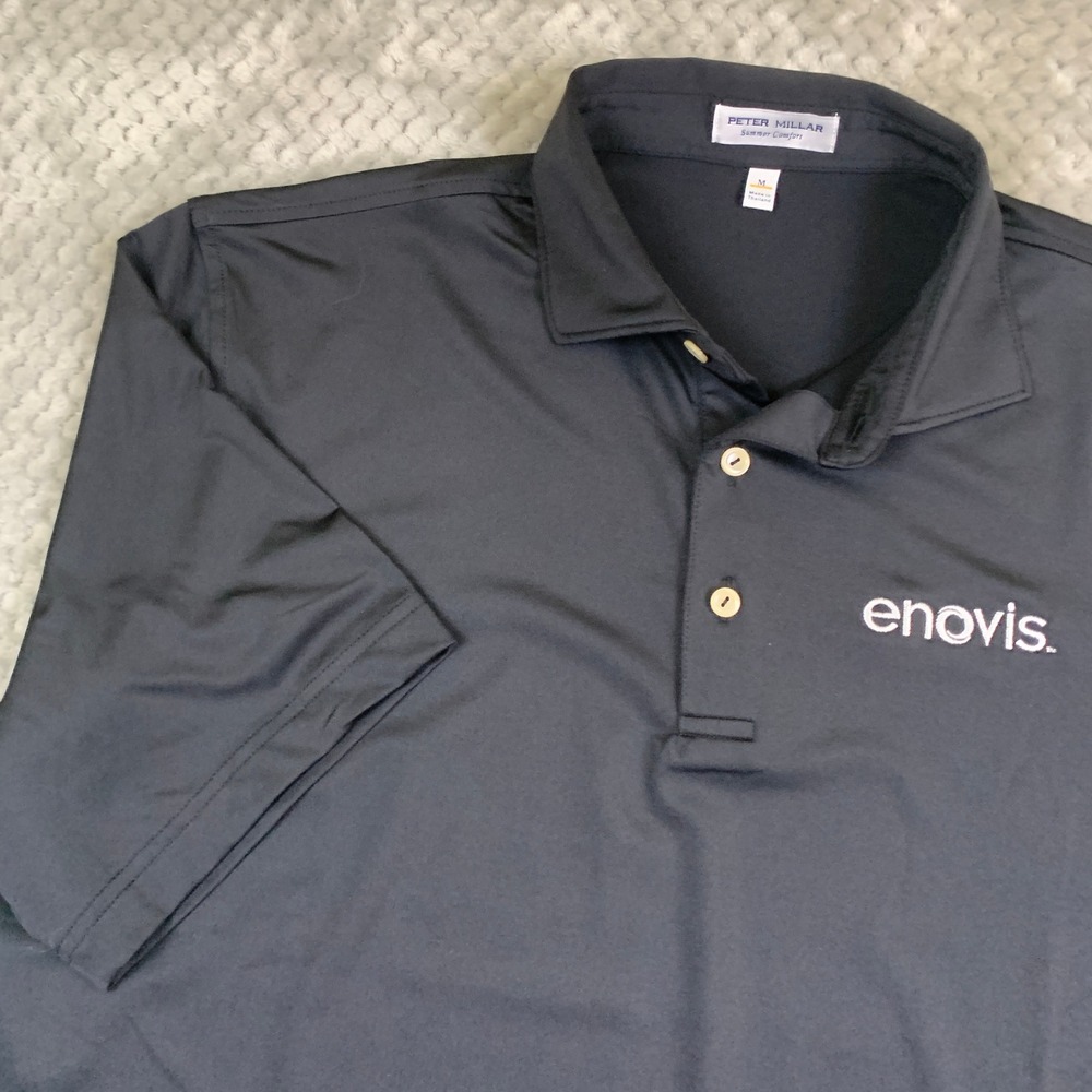 Peter Millar Summer Comfort Polo Mens Medium Black Enovis Performance Golf